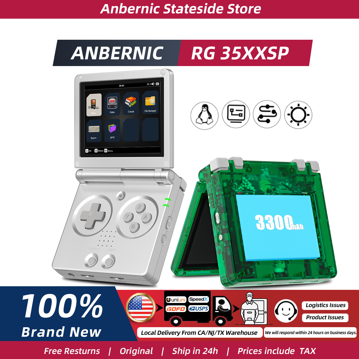 ANBERNIC RG35XXSP FILP 3.5 Inc - Gaming Console 5 Year Old のレビューと価格