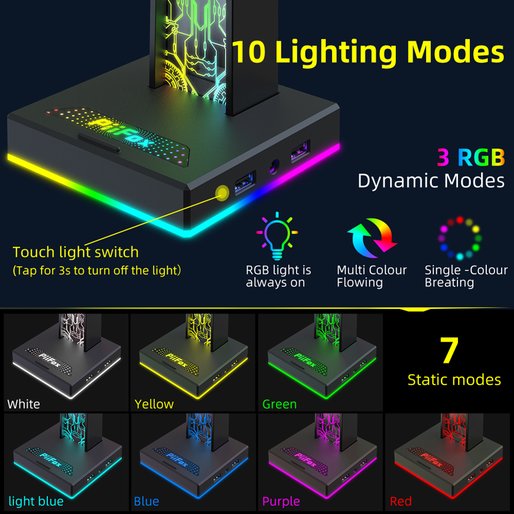 RGB Gaming Headphone Stand Dua - Headset Gaming Console のレビューと価格