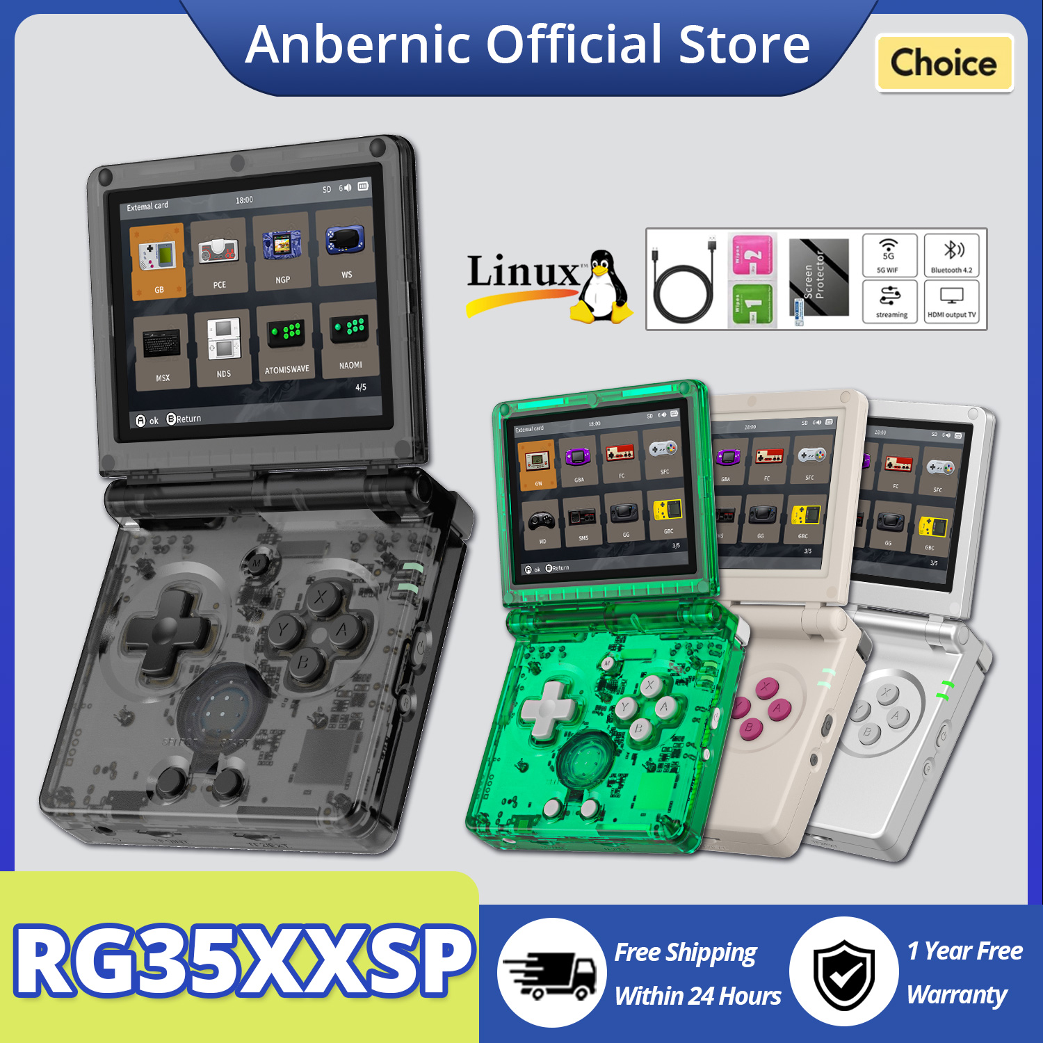 ANBERNIC RG35XXSP Flip Handhel - Gaming Console 5 Year Old のレビューと価格